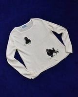Vintage《Le Roy KNIT WEAR》1970s “Black Poodle” Embroidered Square-neck