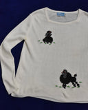 Vintage《Le Roy KNIT WEAR》1970s “Black Poodle” Embroidered Square-neck