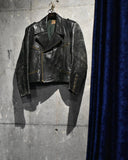 Vintage《HAELSON》1950s Deep Green Double-breasted Leather Riders Jacket