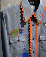 Vintage《JC Penney》1970s Patchwork Chambray Shirt