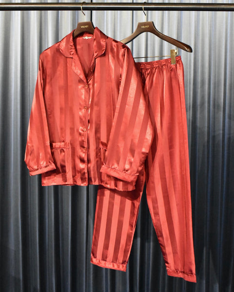 Vintage 1980s Stripe Silk Pajama Set-up