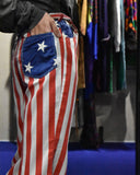 Vintage 1980s-1990s Hand made "Cotton×Nylon" stars and stripes boots-cut pants