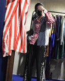 Vintage 1990s《CAmiciA》"100%Rayon" American flag pattern shirt