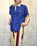 Vintage 1960s《NAT NAST》Open-collar Rayon Bowling Shirt