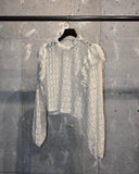 Vintage Old flower pattern white lace blouse