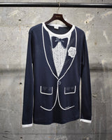 Vintage《PLYMOUTH》1970s Tuxedo Trompe Print Long Sleeve Shirt