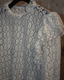 Vintage Old flower pattern white lace blouse