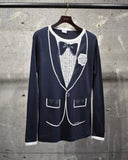 Vintage《PLYMOUTH》1970s Tuxedo Trompe Print Long Sleeve Shirt