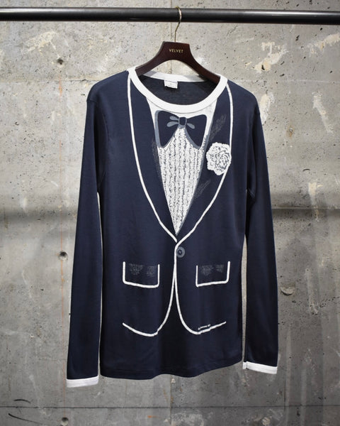 Vintage《PLYMOUTH》1970s Tuxedo Trompe Print Long Sleeve Shirt