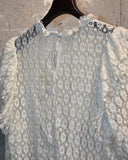 Vintage Old flower pattern white lace blouse