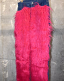 Vintage Shaggy Fur Denim Pants