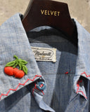 Vintage《MADEWDLL》1960s Blue Chambray Embroidery Shirt