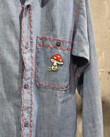 Vintage《MADEWDLL》1960s Blue Chambray Embroidery Shirt