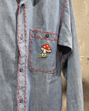 Vintage《MADEWDLL》1960s Blue Chambray Embroidery Shirt