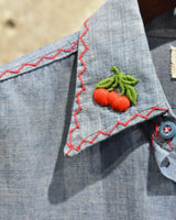 Vintage《MADEWDLL》1960s Blue Chambray Embroidery Shirt