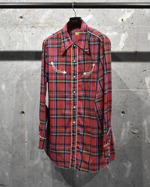 Vintage 1950s Plaid Pattern Western Shirt