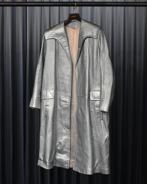 Vintage Blue Leather Coat