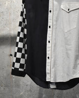 Vintage《Sassa》1980s Checker Sleeves Shirt