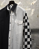 Vintage《Sassa》1980s Checker Sleeves Shirt