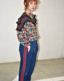 Vintage 1980s《Done Feel》Dots×Abstract Patterned&Frill Pull-over Shirt