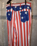 Vintage 1980s-1990s Hand made "Cotton×Nylon" stars and stripes boots-cut pants