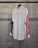 Vintage 1990s《CAmiciA》"100%Rayon" American flag pattern shirt