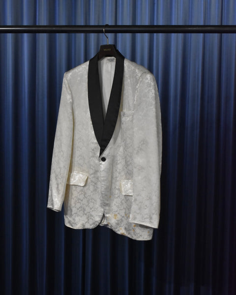 Vintage《First Nighter》1960s Rose Patterned White Taxied Jacket