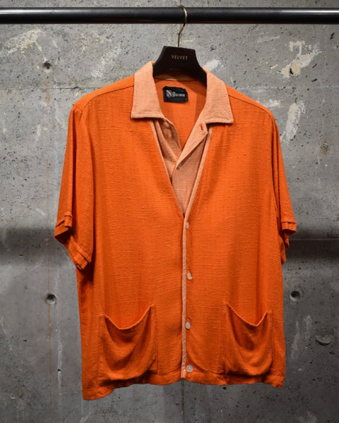 Vintage《Darwin》1950s Fake Layered Rayon Nep Short-sleeve Shirt