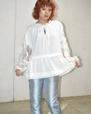 Vintage《Alice Blue》 Floral Lace Sleeve Blouse