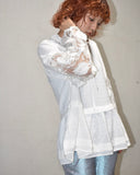 Vintage《Alice Blue》 Floral Lace Sleeve Blouse