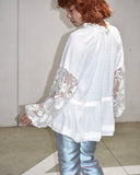 Vintage《Alice Blue》 Floral Lace Sleeve Blouse