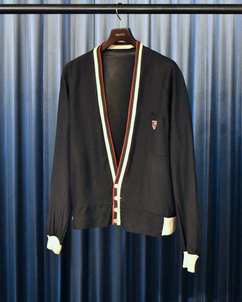 Vintage 1960s Black Satin Cardigan