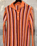 Vintage 1970s Crochet Knit Polo Shirt