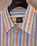 Vintage 1990s《Neiman Marcus》Seersucker Striped Short Sleeve Shirt