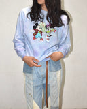 Vintage 1990s《DISNEY WEAR》“Dancing Mickey Mouse & Minnie Mouse” Satin Patch Tie-Dye Sweat Shirt