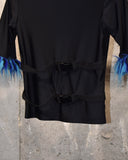 Vintage 1990s《SERIOUS》Belted&Monster Fur Bondage-style T-shirt