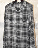 Vintage 1950s Black×Gray×White Boro Ombre Check Rayon Shirt