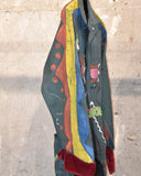 Vintage 1980s 《Wear Guard》 Hand-painted Glitter & Leather Patchwork Jumpsuit