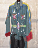 Vintage 1980s 《Wear Guard》 Hand-painted Glitter & Leather Patchwork Jumpsuit
