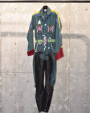 Vintage 1980s 《Wear Guard》 Hand-painted Glitter & Leather Patchwork Jumpsuit