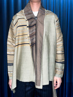 Archive《DREIS VAN NOTEN》 Random Stripe Patterned Drape Silk Jacket