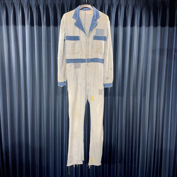 Vintage《Universal Overall Stone Cutter》Boro Two Tone Denim Jumpsuit