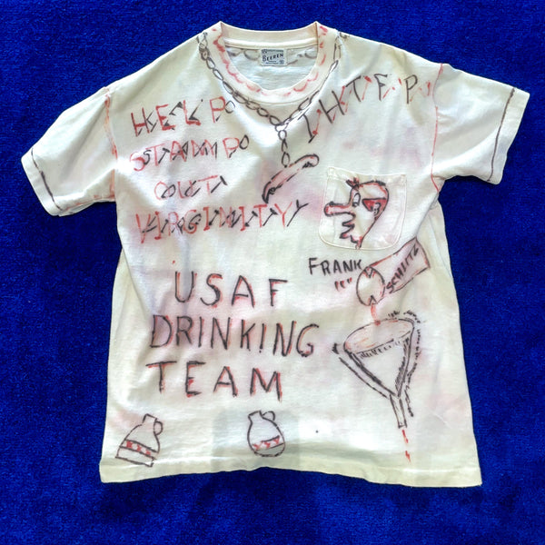 Vintage《BEEREN》 “USAF DRINKING TEAM” Hand Painted T-shirt