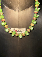 Vintage A Lot Of Green SKeletons Necklace