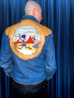 Vintage《Antonio Guiseppe》Wile E. Coyote and the Rood Runner Denim×Leather Zip-up Jacket