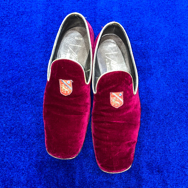 Vintage《BALLY》 Burgundy Velvet Opera Pumps with Emblem