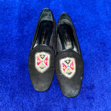 Vintage《bettye mullet》Black Velvet Opera Pumps with Emblem