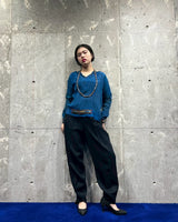 Antique Frill Piping Silk Pull-over Shirt