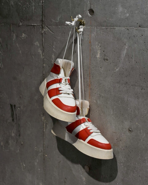 Vintage Red&White High-Cut Platform Sneaker