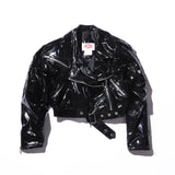 Vintage《PounToun》Black Vinyl Double Riders Jacket